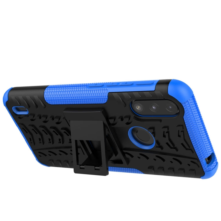 For Motorola Moto E7 Power Tire Texture Shockproof TPU+PC Protective Case with Holder