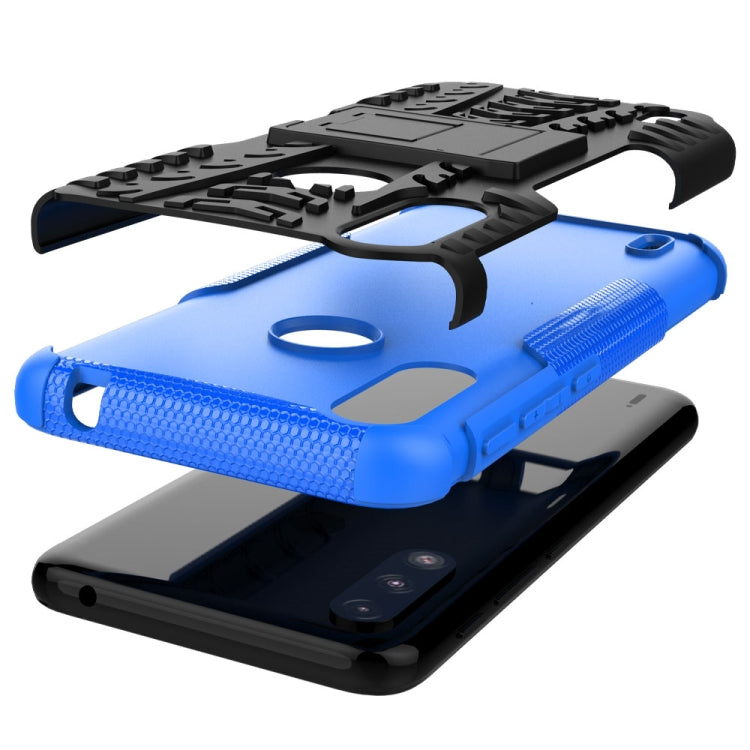 For Motorola Moto E7 Power Tire Texture Shockproof TPU+PC Protective Case with Holder