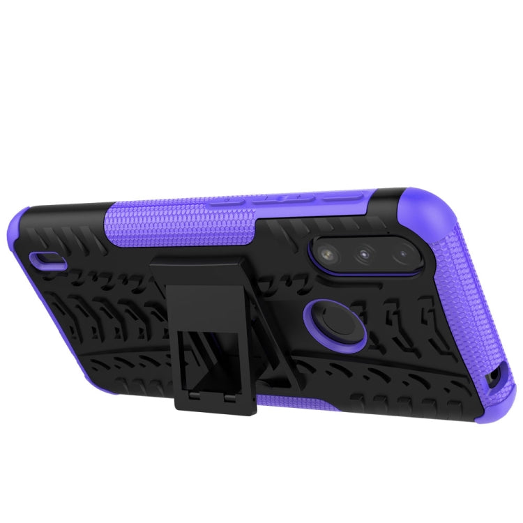 For Motorola Moto E7 Power Tire Texture Shockproof TPU+PC Protective Case with Holder