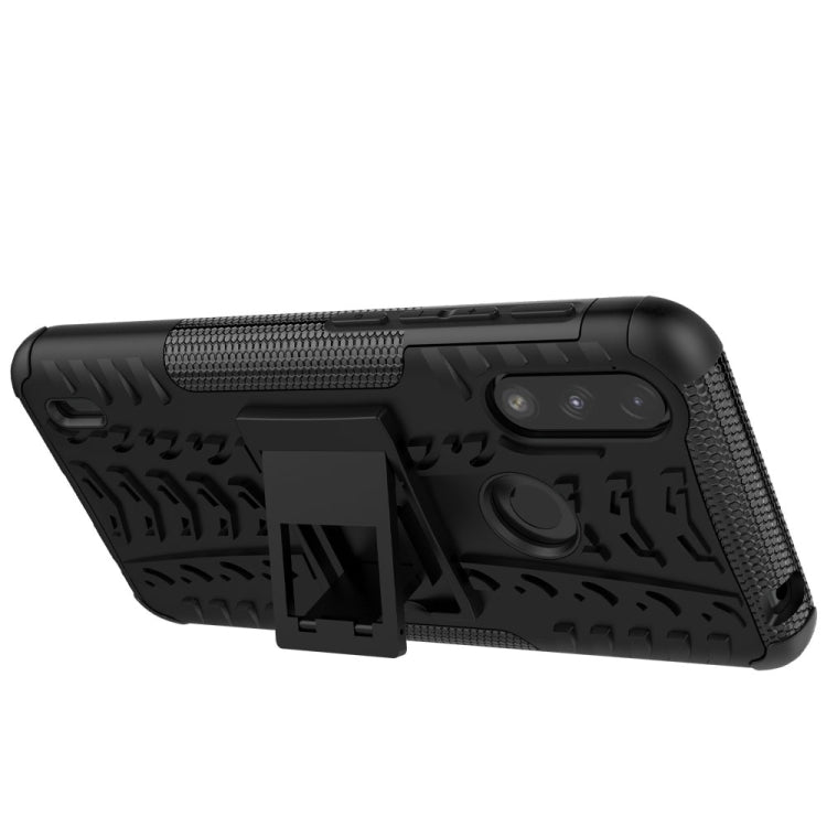 For Motorola Moto E7 Power Tire Texture Shockproof TPU+PC Protective Case with Holder