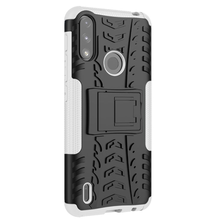 For Motorola Moto E7 Power Tire Texture Shockproof TPU+PC Protective Case with Holder
