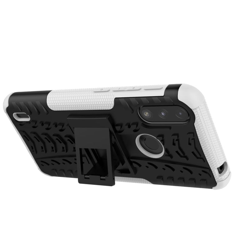 For Motorola Moto E7 Power Tire Texture Shockproof TPU+PC Protective Case with Holder