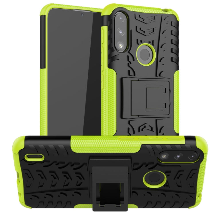 For Motorola Moto E7 Power Tire Texture Shockproof TPU+PC Protective Case with Holder