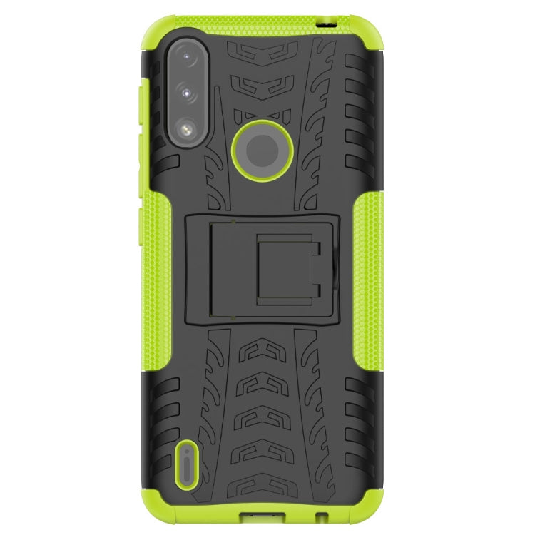 For Motorola Moto E7 Power Tire Texture Shockproof TPU+PC Protective Case with Holder