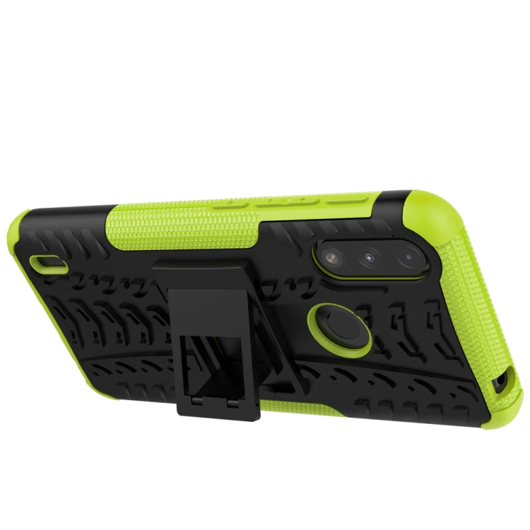 For Motorola Moto E7 Power Tire Texture Shockproof TPU+PC Protective Case with Holder