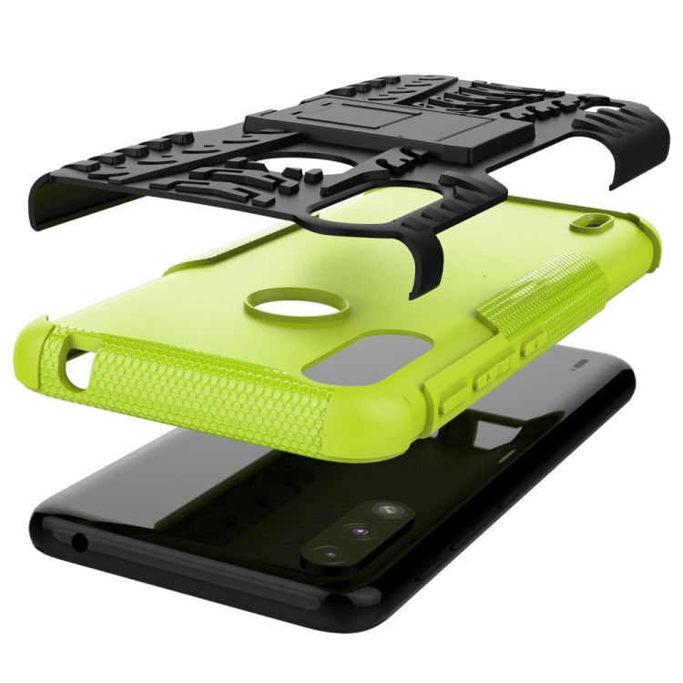 For Motorola Moto E7 Power Tire Texture Shockproof TPU+PC Protective Case with Holder