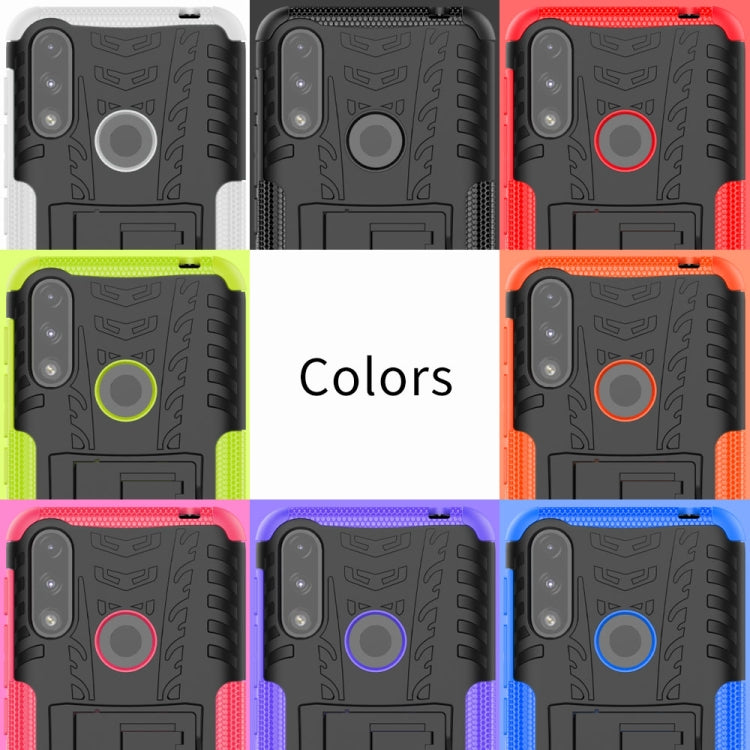 For Motorola Moto E7 Power Tire Texture Shockproof TPU+PC Protective Case with Holder