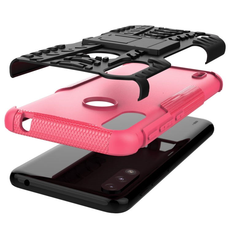For Motorola Moto E7 Power Tire Texture Shockproof TPU+PC Protective Case with Holder
