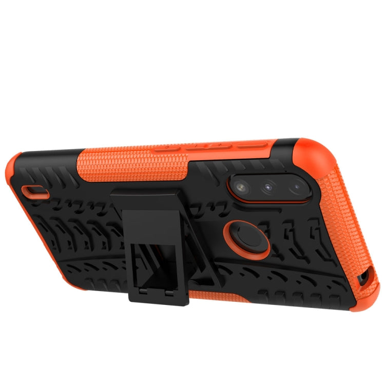 For Motorola Moto E7 Power Tire Texture Shockproof TPU+PC Protective Case with Holder