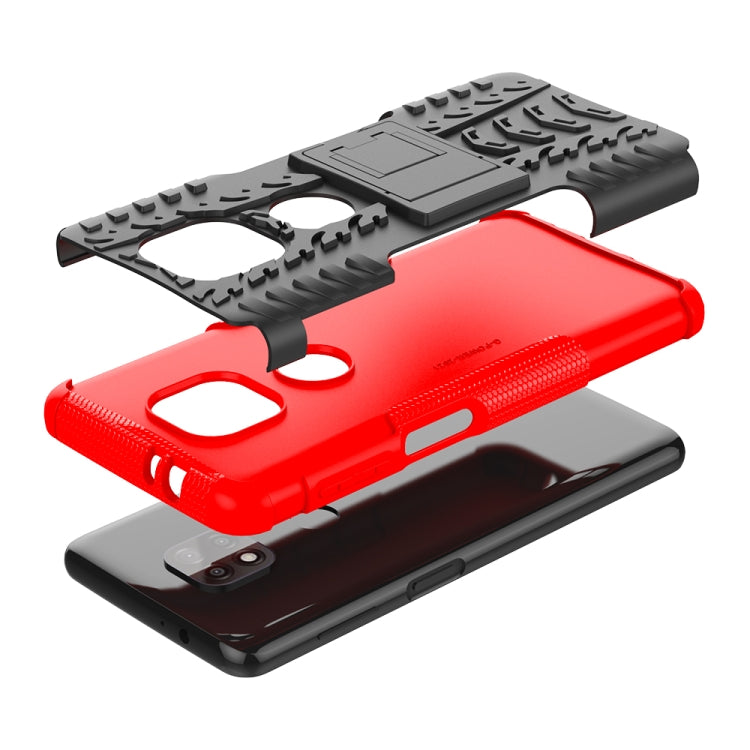 For Motorola Moto G Power (2021) Tire Texture Shockproof TPU+PC Protective Case with Holder