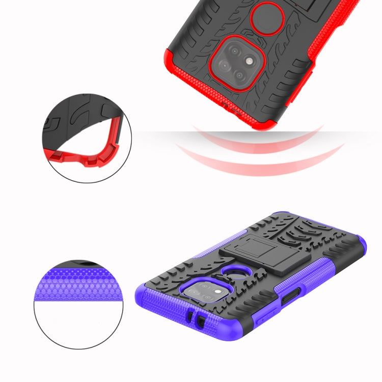 For Motorola Moto G Power (2021) Tire Texture Shockproof TPU+PC Protective Case with Holder