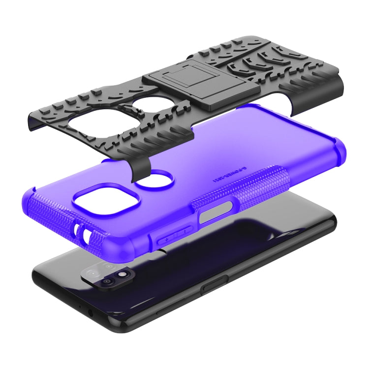 For Motorola Moto G Power (2021) Tire Texture Shockproof TPU+PC Protective Case with Holder