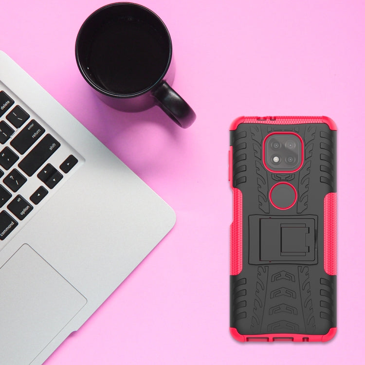 For Motorola Moto G Power (2021) Tire Texture Shockproof TPU+PC Protective Case with Holder
