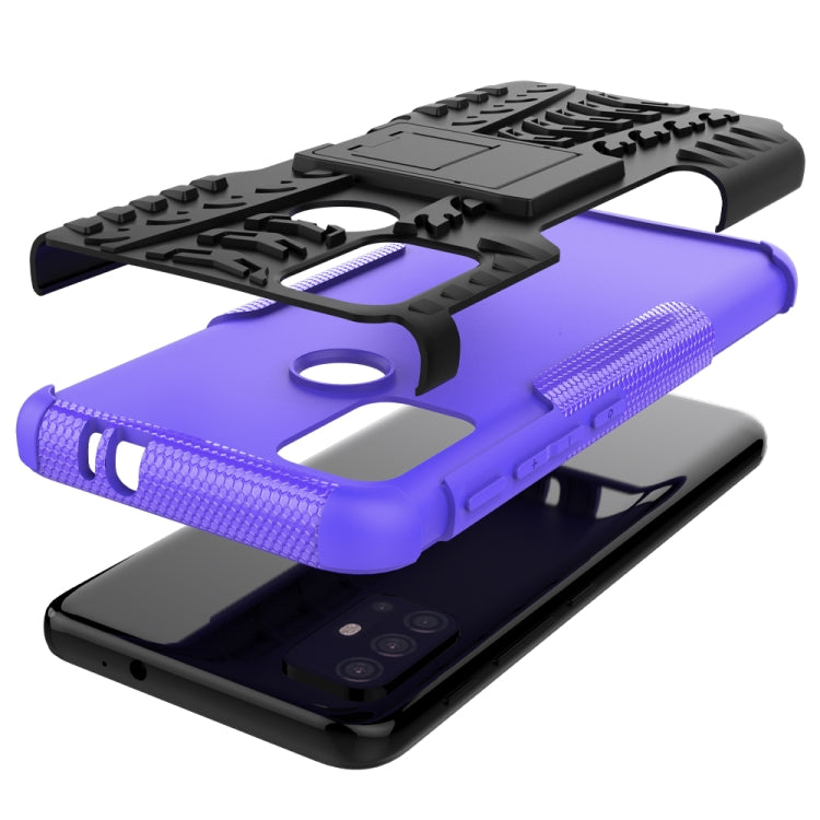For Motorola Moto G30 Tire Texture Shockproof TPU+PC Protective Case with Holder