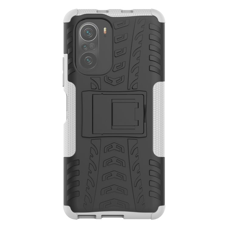 For Xiaomi Redmi K40 Tire Texture Shockproof TPU+PC Protective Case with Holder