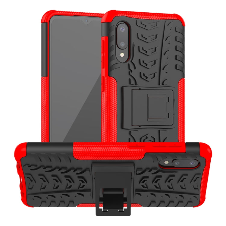 For Samsung Galaxy A02(EU Version) Tire Texture Shockproof TPU+PC Protective Case with Holder
