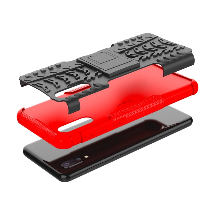 For Samsung Galaxy A02(EU Version) Tire Texture Shockproof TPU+PC Protective Case with Holder