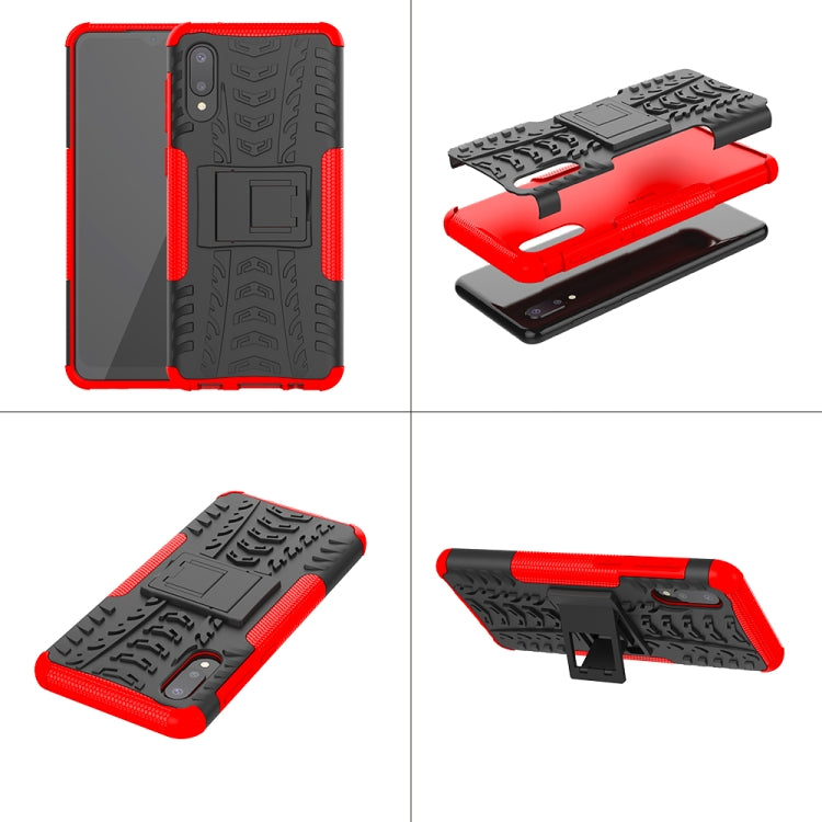 For Samsung Galaxy A02(EU Version) Tire Texture Shockproof TPU+PC Protective Case with Holder