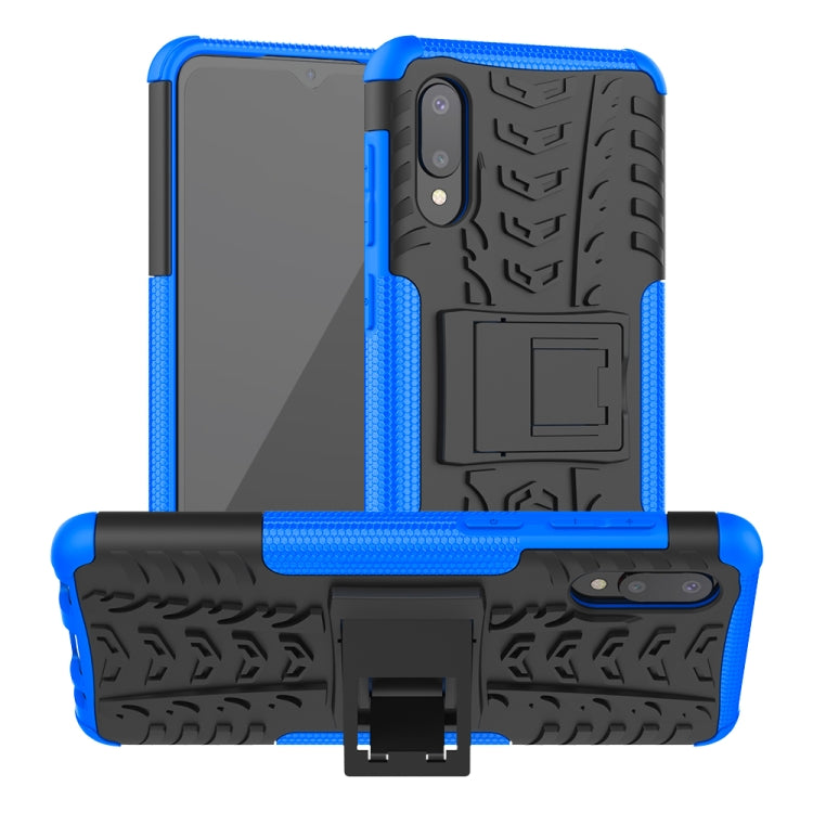 For Samsung Galaxy A02(EU Version) Tire Texture Shockproof TPU+PC Protective Case with Holder