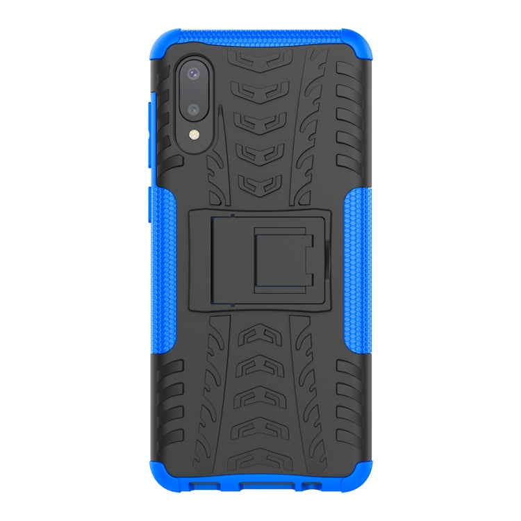 For Samsung Galaxy A02(EU Version) Tire Texture Shockproof TPU+PC Protective Case with Holder