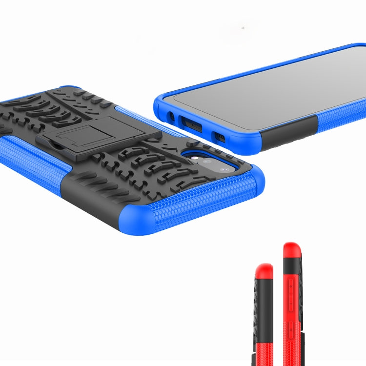 For Samsung Galaxy A02(EU Version) Tire Texture Shockproof TPU+PC Protective Case with Holder