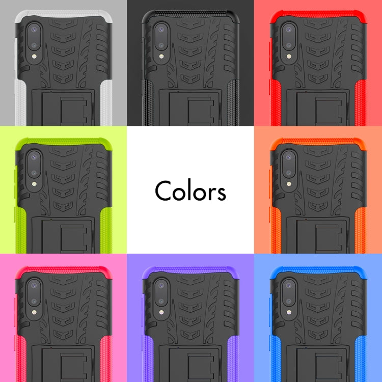 For Samsung Galaxy A02(EU Version) Tire Texture Shockproof TPU+PC Protective Case with Holder