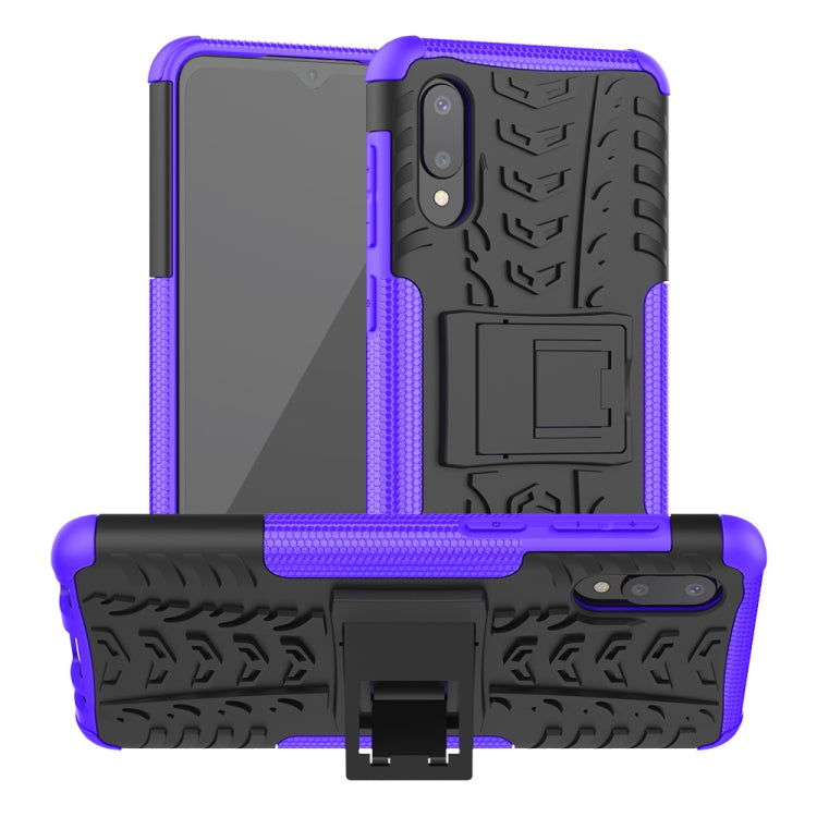 For Samsung Galaxy A02(EU Version) Tire Texture Shockproof TPU+PC Protective Case with Holder