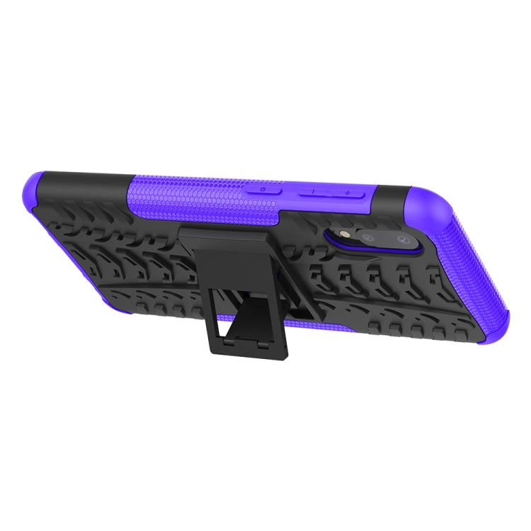 For Samsung Galaxy A02(EU Version) Tire Texture Shockproof TPU+PC Protective Case with Holder