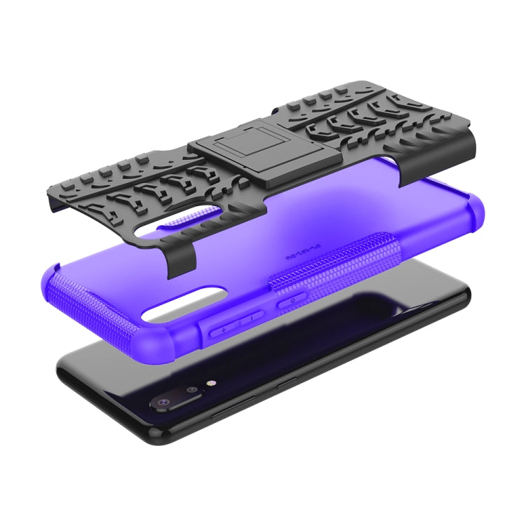 For Samsung Galaxy A02(EU Version) Tire Texture Shockproof TPU+PC Protective Case with Holder