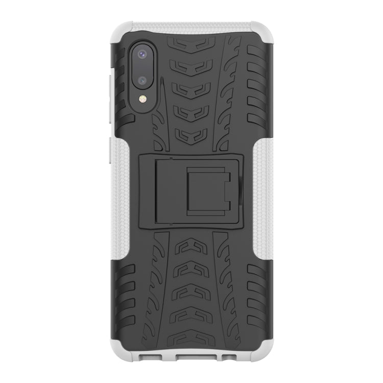 For Samsung Galaxy A02(EU Version) Tire Texture Shockproof TPU+PC Protective Case with Holder