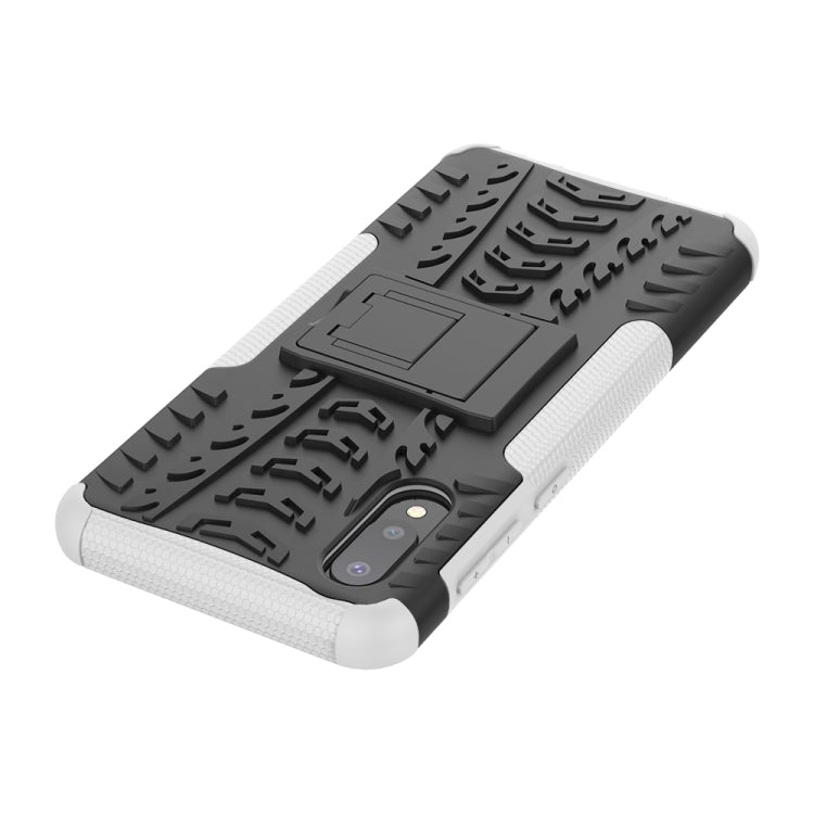 For Samsung Galaxy A02(EU Version) Tire Texture Shockproof TPU+PC Protective Case with Holder