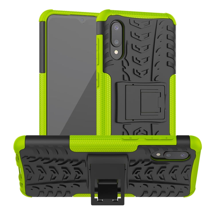 For Samsung Galaxy A02(EU Version) Tire Texture Shockproof TPU+PC Protective Case with Holder