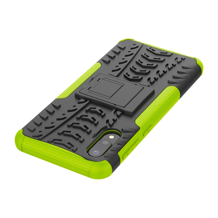 For Samsung Galaxy A02(EU Version) Tire Texture Shockproof TPU+PC Protective Case with Holder