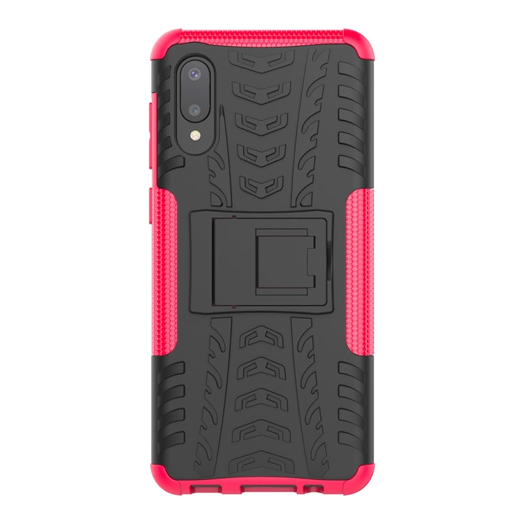 For Samsung Galaxy A02(EU Version) Tire Texture Shockproof TPU+PC Protective Case with Holder