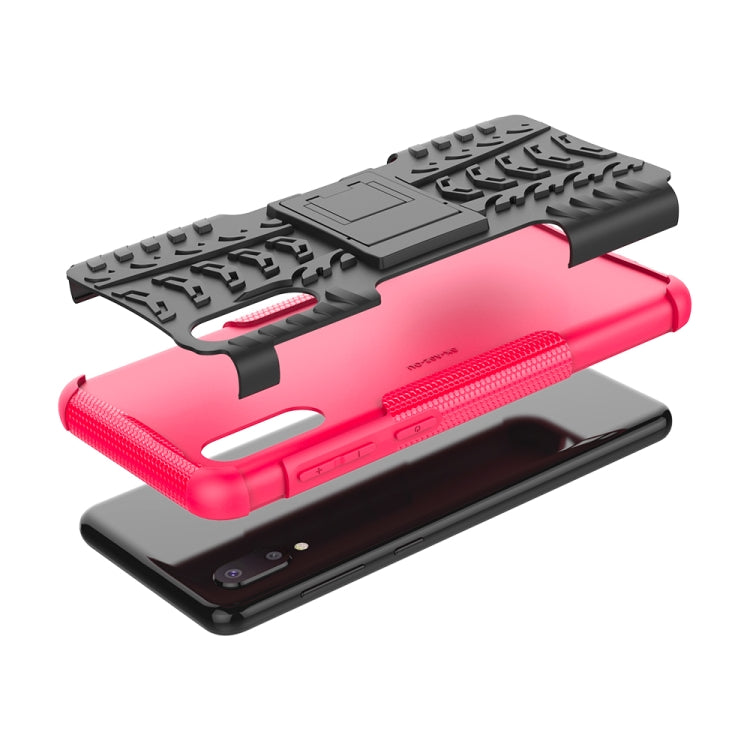 For Samsung Galaxy A02(EU Version) Tire Texture Shockproof TPU+PC Protective Case with Holder