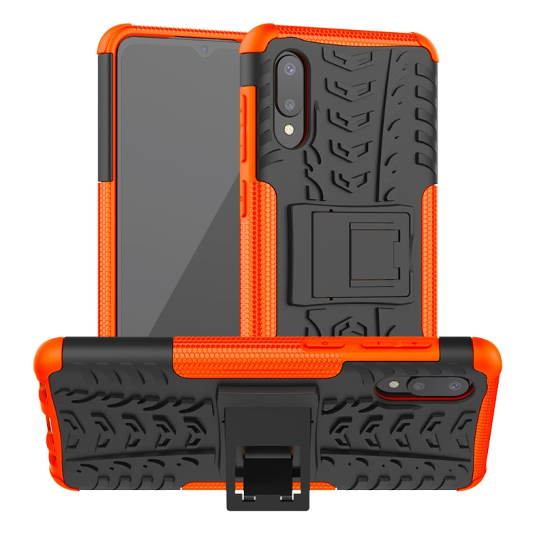 For Samsung Galaxy A02(EU Version) Tire Texture Shockproof TPU+PC Protective Case with Holder