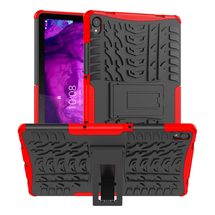 For Lenovo Tab P11 Tire Texture Shockproof TPU+PC Protective Case with Holder