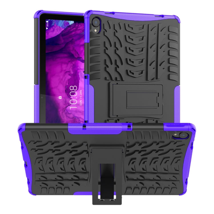 For Lenovo Tab P11 Tire Texture Shockproof TPU+PC Protective Case with Holder