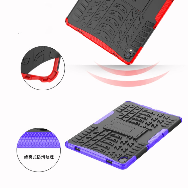 For Lenovo Tab P11 Tire Texture Shockproof TPU+PC Protective Case with Holder