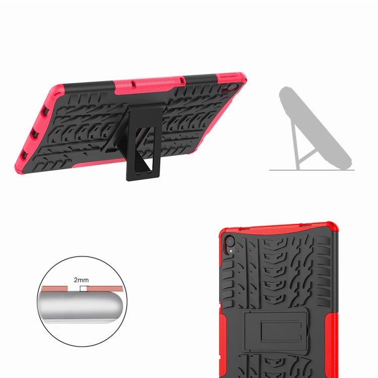 For Lenovo Tab P11 Tire Texture Shockproof TPU+PC Protective Case with Holder