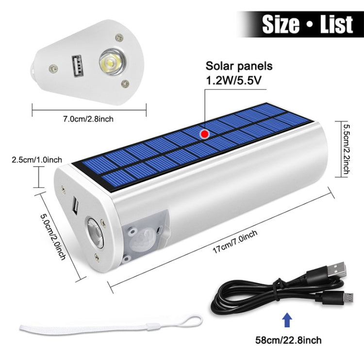 Solar Power Portable Travel Camping Flashlight Car Flashing Warning Light(White)