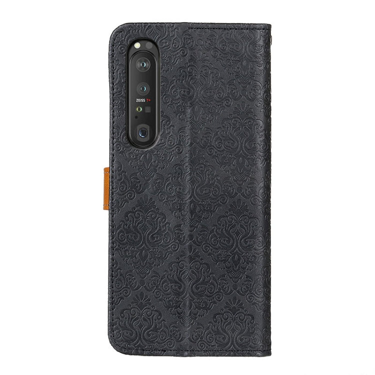 For Sony Xperia 1 III European Floral Embossed Copper Buckle Horizontal Flip PU Leather Case with Holder & Card Slots & Wallet & Photo Frame