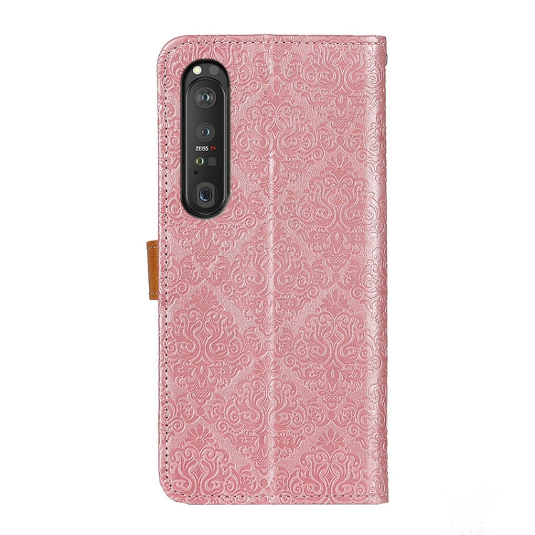 For Sony Xperia 1 III European Floral Embossed Copper Buckle Horizontal Flip PU Leather Case with Holder & Card Slots & Wallet & Photo Frame
