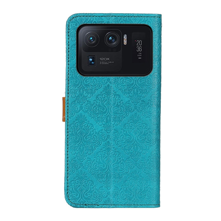 For Xiaomi Mi 11 Ultra European Floral Embossed Copper Buckle Horizontal Flip PU Leather Case with Holder & Card Slots & Wallet & Photo Frame