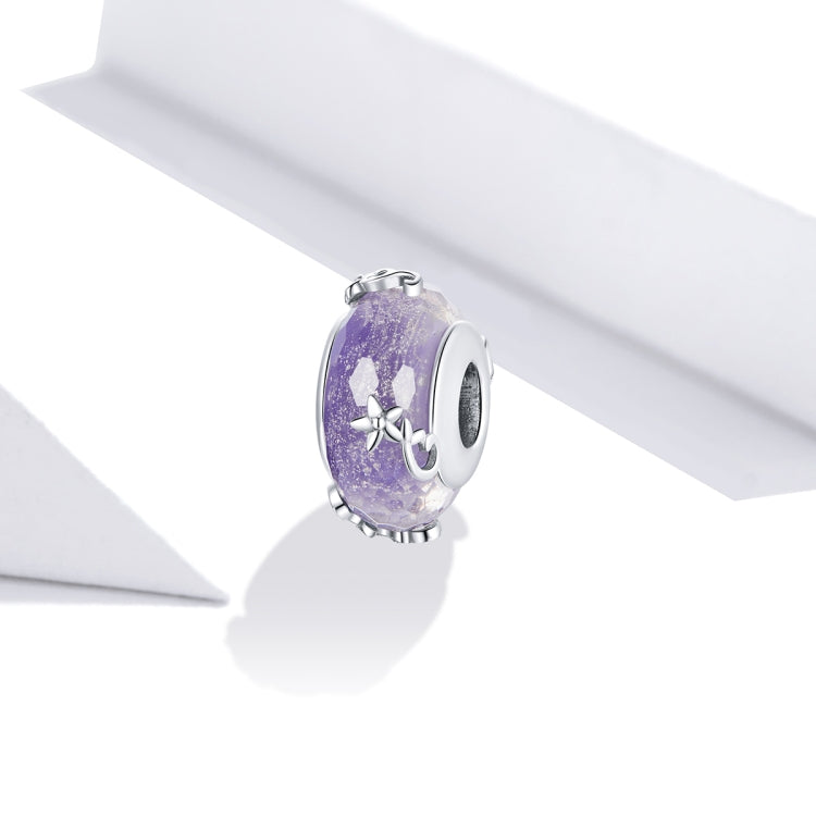 S925 Sterling Silver Flower Purple Blass Beads DIY Bracelet Necklace Accessories