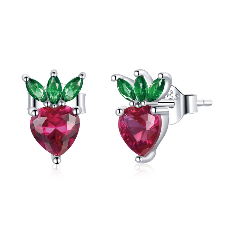 S925 Sterling Silver Cute Little Strawberry Women Earrings