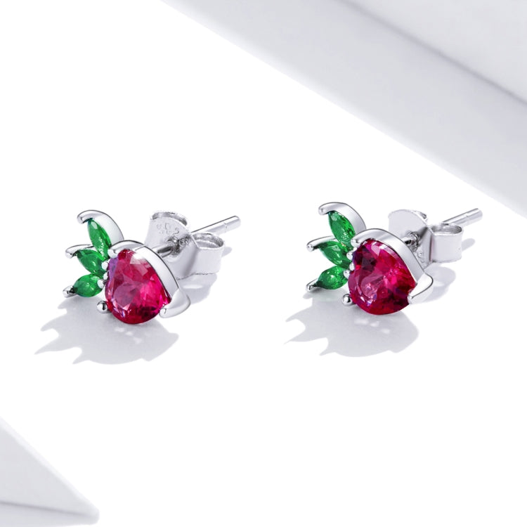 S925 Sterling Silver Cute Little Strawberry Women Earrings