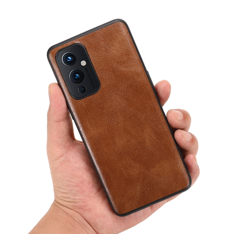 For OnePlus 9 Crazy Horse Textured Calfskin PU+PC+TPU Case