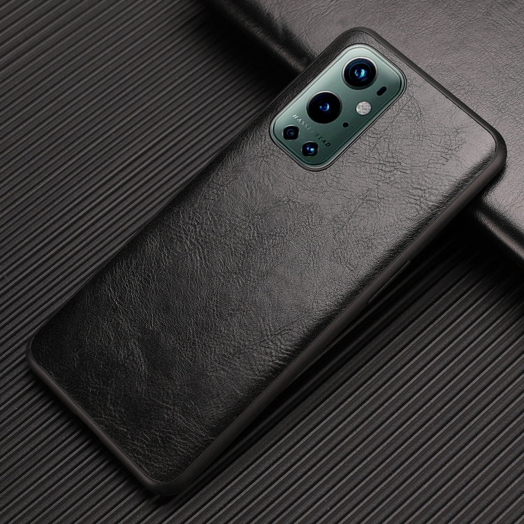 For OnePlus 9 Pro Crazy Horse Textured Calfskin PU+PC+TPU Case