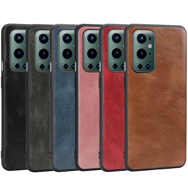 For OnePlus 9 Pro Crazy Horse Textured Calfskin PU+PC+TPU Case